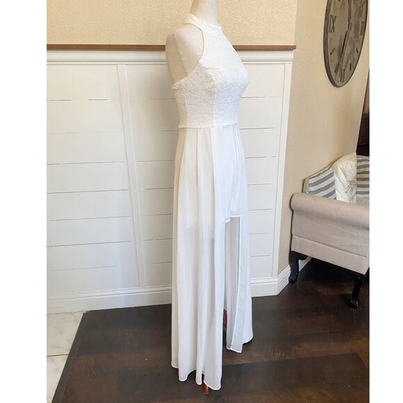 Lulus Love Speaks White Lace Halter Maxi Romper Wedding dress S - BNWT - Picture 9 of 16